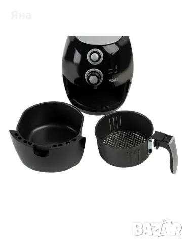 Фритюрник AirFryer, 1600W, 3л., горещ въздух, таймер, до 200°C, черен, снимка 5 - Фритюрници - 49397124