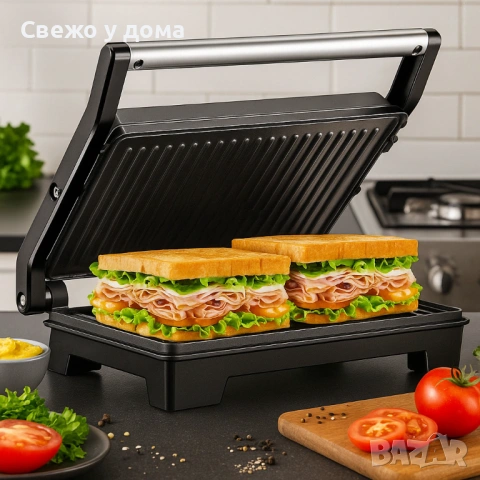 Компактен грил и тостер 2 в 1 Royalty Line - ГАРАНЦИЯ