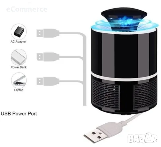 LED Лампа против комари с USB захранване / Цвят: Черен / 5V, снимка 4 - Други стоки за дома - 47789060