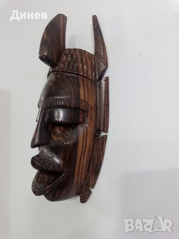 Автентична стенна маска от масивен абанос - 30 см, ръчна изработка, снимка 6 - Декорация за дома - 53446528