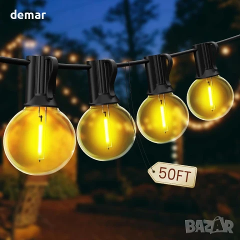 Градински гирлянди, 15 м водоустойчиви, нечупливи LED гирлянди, 25+1 глобусови LED крушки, снимка 1