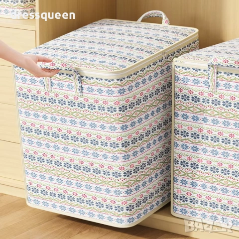 4867 Текстилен органайзер за дрехи и завивки със скандинавски мотиви – Стил и ред в дома