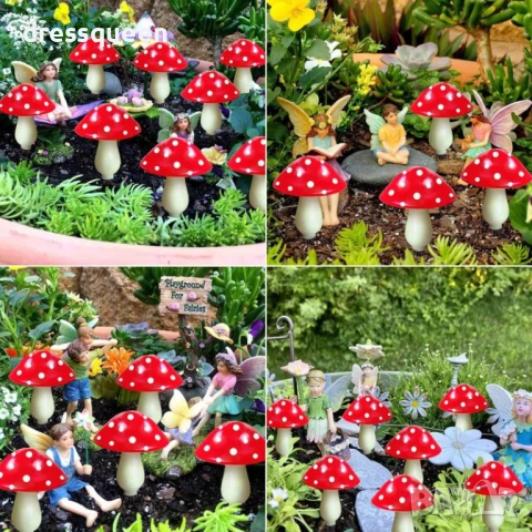 4494 Декоративен комплект „Вълшебни гъбки“ – 8 броя соларни LED лампи за градина, снимка 6 - Соларни лампи - 53824352