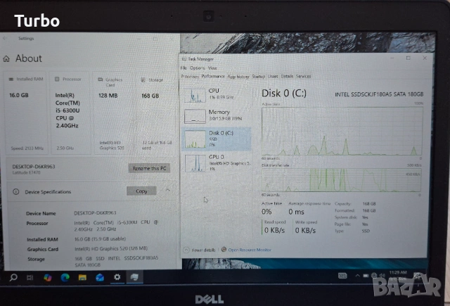 14' IPS Dell Latitude 7470 Intel Core i5-6300U/180GB SSD/8GB DDR4/Бат.3ч., снимка 8 - Лаптопи за дома - 54208642