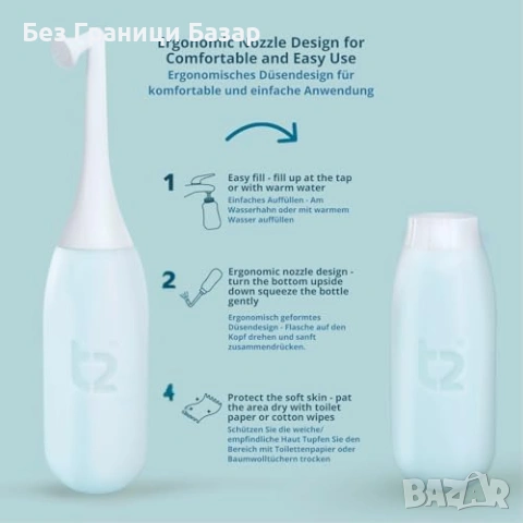 Нова Следродилна бутилка за интимна хигиена 500 мл синя с капачка, снимка 3 - Други - 53886990