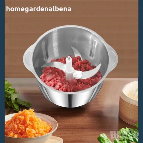 Мощен Електрически Чопър 3L | 800W | Неръждаема Стомана, снимка 9 - Чопъри и пасатори - 54209301