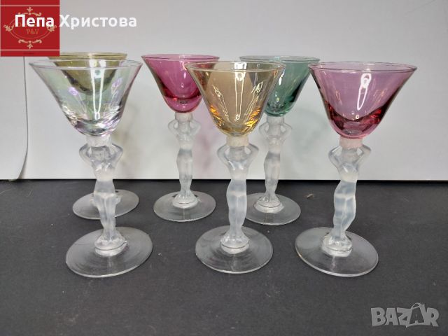 6 броя чаши за аперитив от висококачествен френски кристал Bayel.