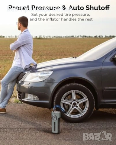 Нов компресор Портативна помпа за гуми 10.34 Bar авто стоп LED дисплей, снимка 5 - Друга електроника - 53839406