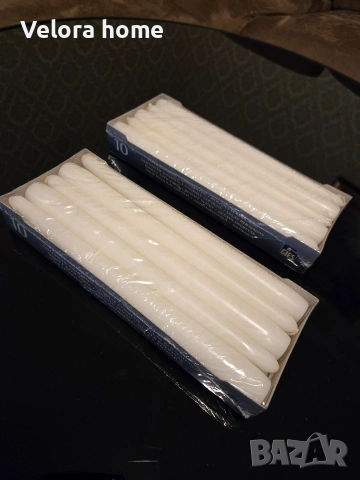 Бели свещи,класически 24см., снимка 2 - Други - 53103708