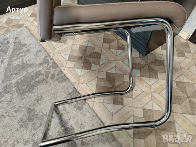 БЕЖОВ ТРАПЕЗЕН СТОЛ ЗЕН ЕКО КОЖА 43/60/98 СМ, снимка 7 - Столове - 53937083