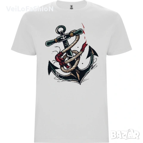 Нова мъжка тениска с Котва, Морски стил 