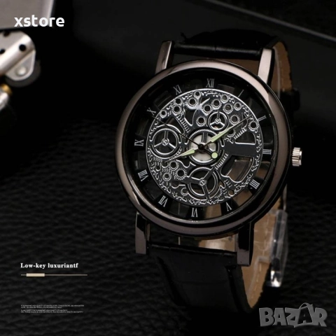 Изискан прозрачен мъжки ръчен часовник с кварцов механизъм и к. каишка, снимка 8 - Мъжки - 52793849