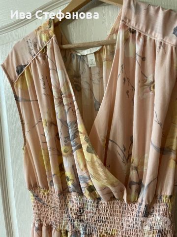 Разкошна нова  лятна елегантна ежедневна рокля нежен флорален принт цветя прасковена праскова H&M hm, снимка 3 - Рокли - 40721588