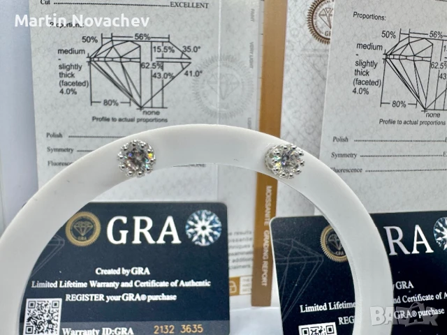 Сребърни обеци с мойсанит (Диамант) 0.5 карата, снимка 3 - Обеци - 51370927