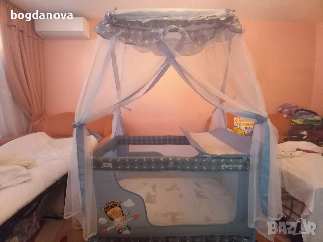 Бебешко легло/кошара на 2 нива с матрак, снимка 3 - Бебешки легла и матраци - 53996748