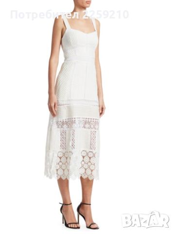 Дантелена миди рокля без ръкави Nanette Lepore в бяло Us2/EU 34, снимка 3 - Рокли - 45263356