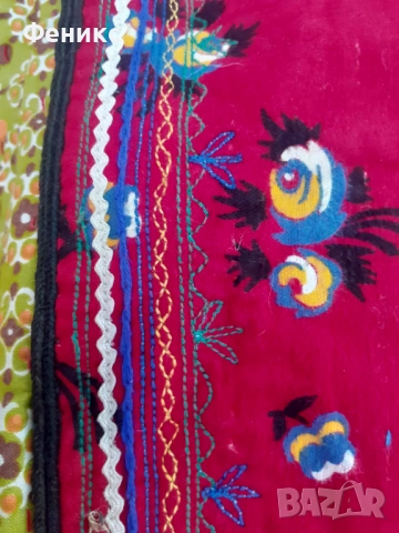 Старо червено шарено елече елек за народна носия, снимка 4 - Антикварни и старинни предмети - 51487702