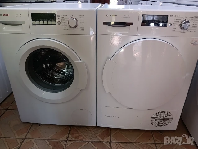 Комплект пералня и сушилня с термопомпа Бош Bosch Serie 4 A+++ 8кг 2 години гаранция!, снимка 1