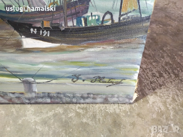 Стара картина платно/масло, снимка 3 - Антикварни и старинни предмети - 54050024