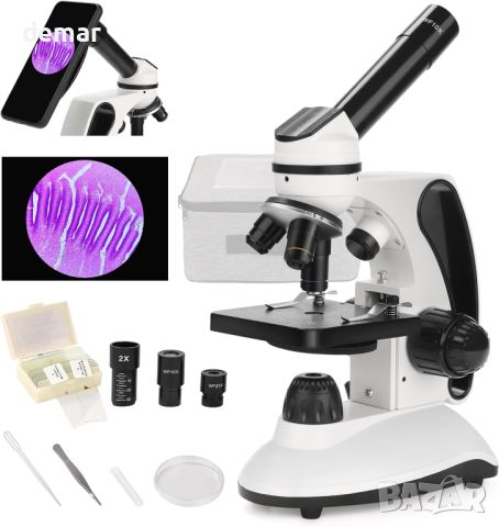 Микроскоп 40X-2000X увеличение с комплекти, адаптер за телефон, калъф, снимка 1
