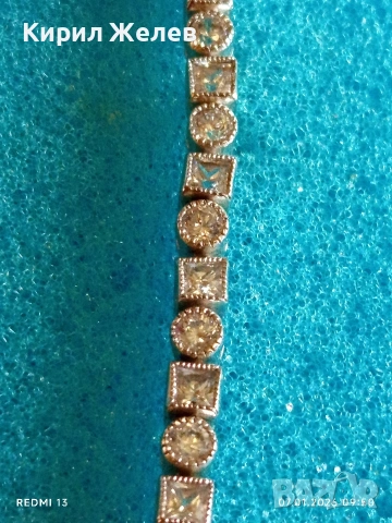 Сребърна гривна тип Тенис гривна с инкрустирани диаманти вълшебна много красива 52519, снимка 4 - Гривни - 53015914