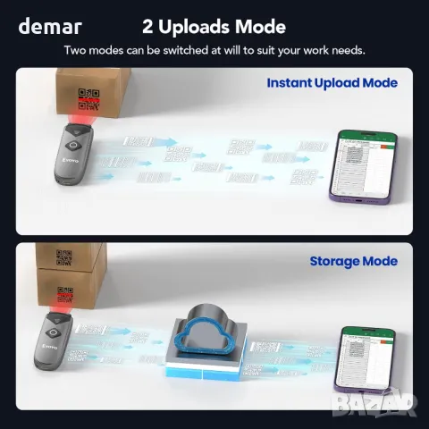 Еyoyo 1D и 2D Bluetooth баркод скенер, мини преносим 3-в-1 четец с Bluetooth, снимка 6 - Друга електроника - 49843935