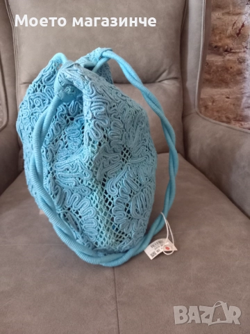 Нова чанта Reserved – плетен модел, синя, снимка 2 - Чанти - 52037997