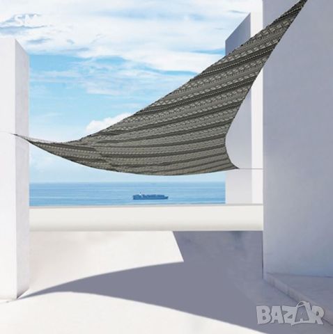Сенник Триъгълен черен сив дизайн Aztec 3x3x3m, снимка 1 - Градински мебели, декорация  - 45503614
