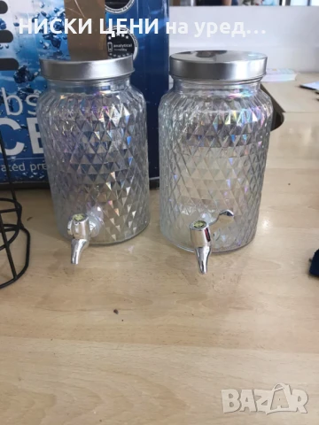 Комплект стъклени буркани с кранче и поставка , снимка 2 - Други - 50987193