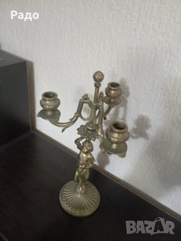 Месингов часовник и два месингови свещника, снимка 8 - Антикварни и старинни предмети - 52340614
