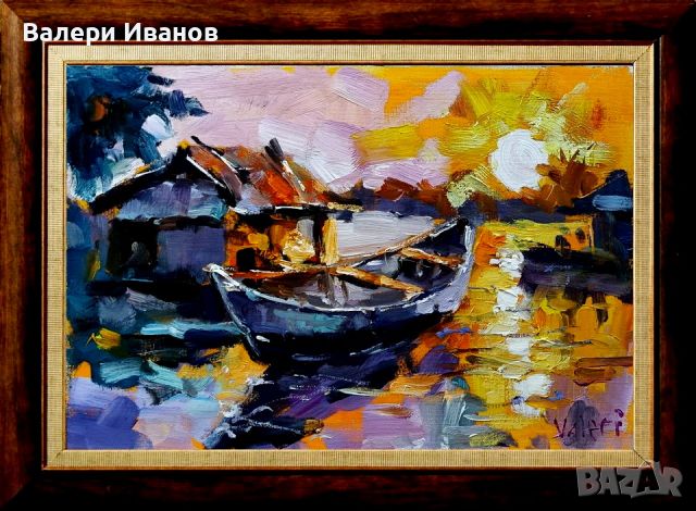 Авторска картина, "Морски пейзаж", масло на платно, размер 30 х 20 см., снимка 1 - Картини - 45608094