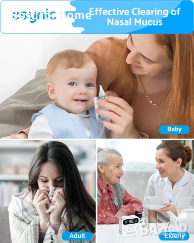 eSynic Професионален бебешки назален аспиратор, 9 нива на засмукване и LED светлина , снимка 7 - Други - 51668359