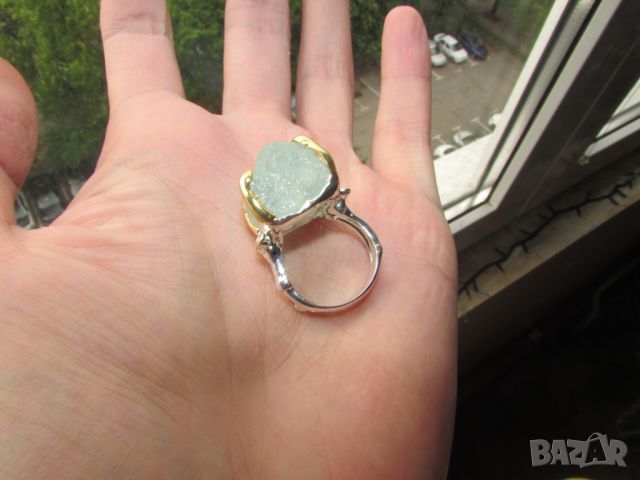Сребърен пръстен с аквамарин 19 карата подходящ за подарък, снимка 4 - Пръстени - 45340185