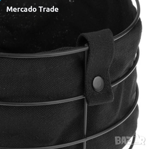 Кошница за хляб Mercado Trade, С метална кръгла основа, Текстил, Черен, снимка 2 - Кутии за храна - 53418385