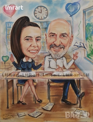 Рисувам ръчно КАРИКАТУРИ ,ШАРЖ  от снимка по ваш избор, професионално., снимка 7 - Декорация за дома - 53865804