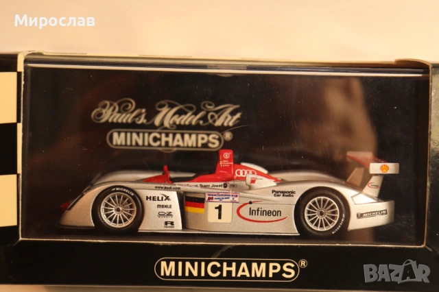 1:43 MINICHAMPS AUDI R8 LE MANS КОЛИЧКА РАЛИ МОДЕЛ, снимка 5 - Колекции - 54000155