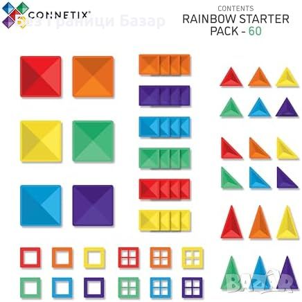 Нов комплект магнитни плочки Connetix 60 Rainbow части подарък за дете Играчки, снимка 2 - Други - 45964616