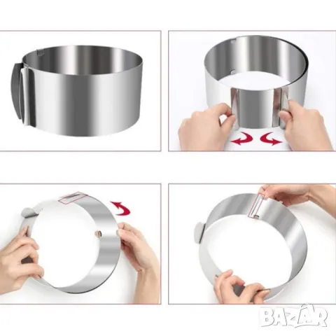 Регулируема форма за блат за торта от неръждаема стомана, снимка 2 - Други - 49910147