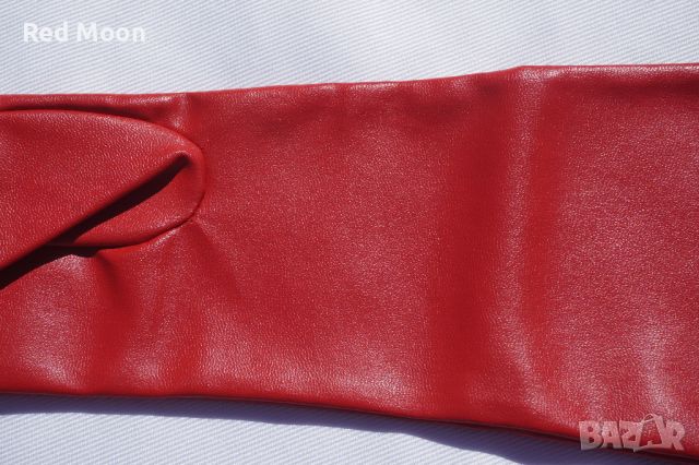 Дълги Червени Ръкавици От Изкуствена Кожа Размер S , снимка 6 - Ръкавици - 45483312