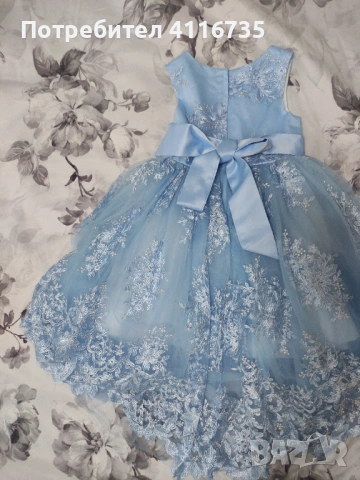 Детска рокля дантела синя, снимка 3 - Детски рокли и поли - 54068637