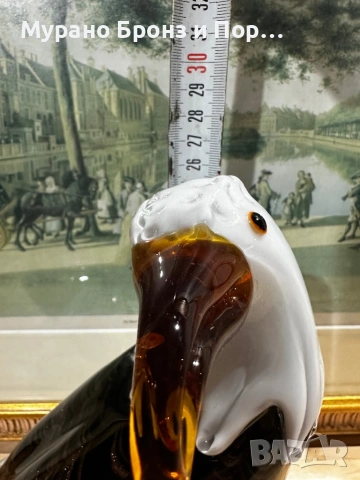 Масивна стъклена Чайка (3.00 кг) – Ръчна изработка, Мурано стил, снимка 4 - Статуетки - 53698131