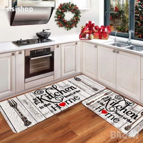 4581 Противоплъзгащи кухненски килимчета (сет 2 броя) – Комфорт и чистота в кухнята, снимка 3 - Пътеки - 53878418