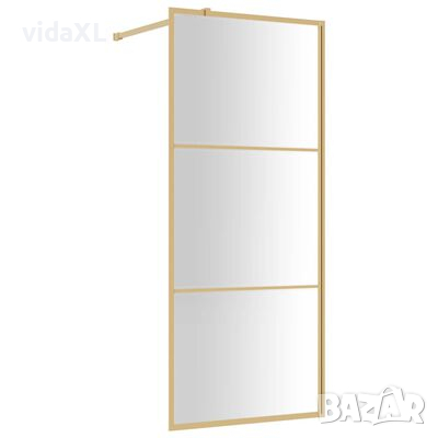 vidaXL Стена за душ с прозрачно ESG стъкло, златиста, 80x195 см（SKU:154935