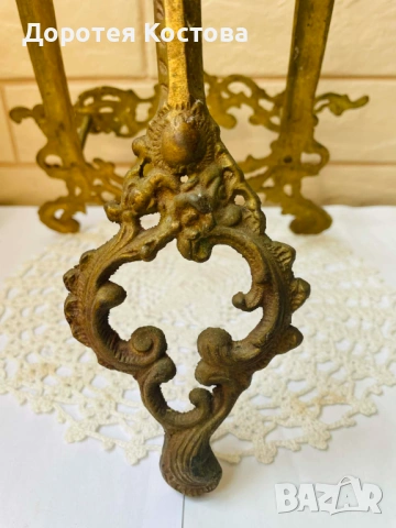 Красива голяма месингова поставка / статив / от Англия за картина, гоблен, голямо плато, книга, снимка 10 - Антикварни и старинни предмети - 53701874