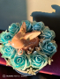 Ръчно изработена кутия с ароматни рози и керамично розово зайче, снимка 3