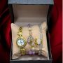 Нежен подаръчен комплект часовник с цирконии и два броя гривни Gift9, снимка 1