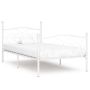 vidaXL Рамка за легло с ламелна основа, бяла, метал, 100x200 см(SKU:284448, снимка 1 - Спални и легла - 45886972