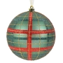 Коледна топка за елха зелено каре брокат 12 см_1254074, снимка 1