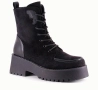 Дамски черни боти от еко велур с топла вата, снимка 1