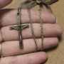 Стар сребърен синджир с кръст (285), снимка 1 - Колиета, медальони, синджири - 45596563